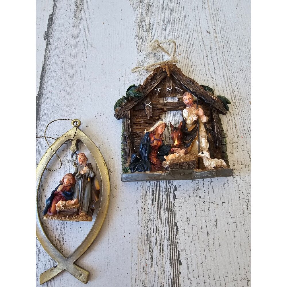 Holy family Nativity Mary Joseph ornament Xmas tree smaller holy‎ family